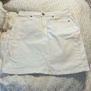 Loft High Waisted White Denim Skirt